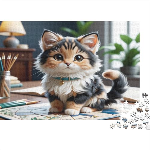 1000-teiliges Puzzle „Cub Cat“ für Erwachsene, Teenager, Kinder, großes Puzzle, Spielzeug, Geschenk, pädagogisch, intellektuell, dekomprimierend, Spaß, Familienspiel, 1000 Teile (75 x 50 cm) von WKMoney