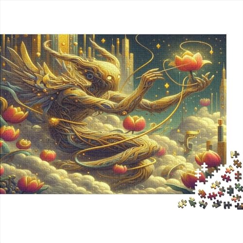 1000-teiliges Puzzle für Erwachsene, Fantasy-Elfen-Puzzlesets für Familien, Holzpuzzles, Gehirn-Herausforderungspuzzle, 1000 Teile (75 x 50 cm) von WKMoney