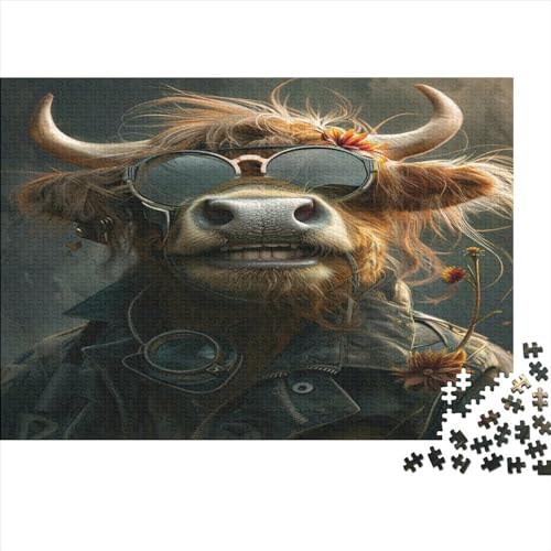 300-teiliges Puzzle für Erwachsene, Highland_Cow-Puzzle, kreatives rechteckiges Holzpuzzle, Geschenk für Freunde und Familie, 300 Teile (40 x 28 cm) von WKMoney