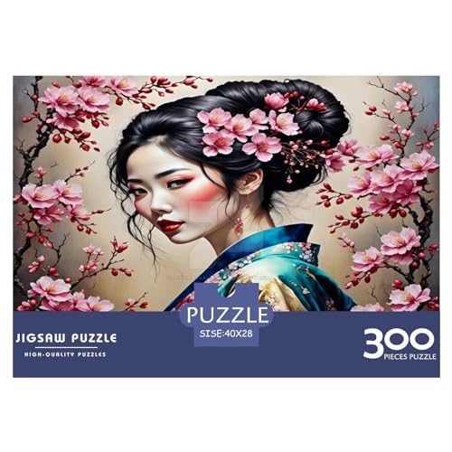300-teiliges Puzzle für Erwachsene, Japanisches Kirschmädchen-Puzzle, Holzpuzzle für Erwachsene, Familienunterhaltungsspielzeug, 300 Stück (40 x 28 cm) von WKMoney