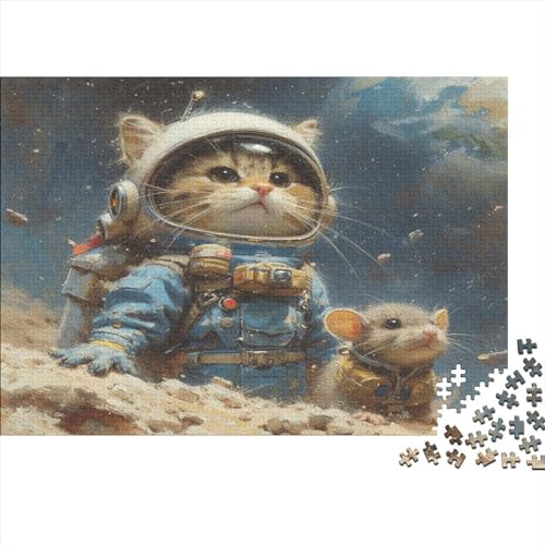 Astronauten-Katze-Puzzle, 1000 Teile, Puzzle für Erwachsene, Intellektuelles Spiel, Puzzle-Spielzeug für Erwachsene und Kinder, 1000 Teile (75 x 50 cm) von WKMoney