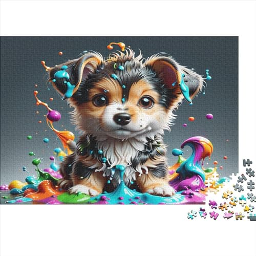 Cub Dog 1000-teiliges Puzzle für Erwachsene, kreatives rechteckiges Puzzle, Holzpuzzle, Puzzle-Geschenk für Freunde und Familie, 1000 Teile (75 x 50 cm) von WKMoney