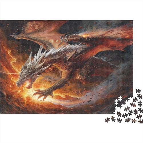 Drachen-Puzzle, 1000 Teile, kreatives rechteckiges großes Familienpuzzlespiel, Kunstwerk für Erwachsene, Teenager, 1000 Teile (75 x 50 cm) von WKMoney