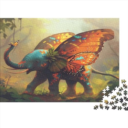 Elefantenfliegen-Puzzle für Erwachsene, 1000 Teile, klassisches Puzzle, Holzpuzzle, Wandkunst, einzigartiges Spielzeug, Geschenk, 1000 Stück (75 x 50 cm) von WKMoney