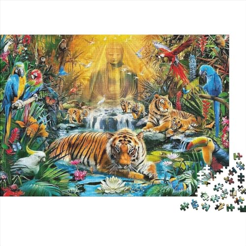 Holzpuzzle 1000 Teile Tropischer Regenwald Tiere Puzzle Kreatives Rechteckpuzzle Tolles Puzzle für Erwachsene 1000 Teile (75 x 50 cm) von WKMoney