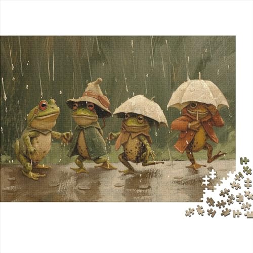 Holzpuzzle für Kinder und Erwachsene, Regentag-Frosch, 1000 Teile, rechteckiges Puzzle, Spiel zur intellektuellen Entwicklung, 1000 Teile (75 x 50 cm) von WKMoney