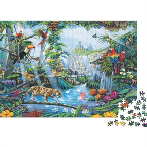 Puzzle mit tropischen Regenwaldtieren, 300 Teile, kreatives rechteckiges großes Familienpuzzlespiel, Kunstwerk für Erwachsene und Teenager, 300 Teile (40 x 28 cm) von WKMoney