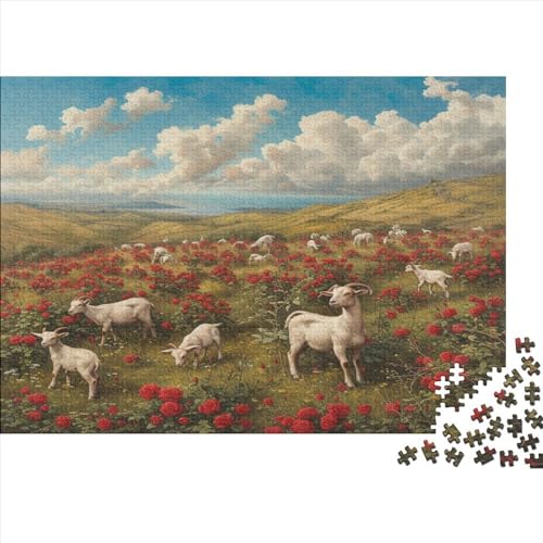 Puzzles 300 Teile für Erwachsene Goats_Roaming Puzzle für Erwachsene Holzbrettpuzzles Familiendekoration 300 Stück (40x28cm) von WKMoney