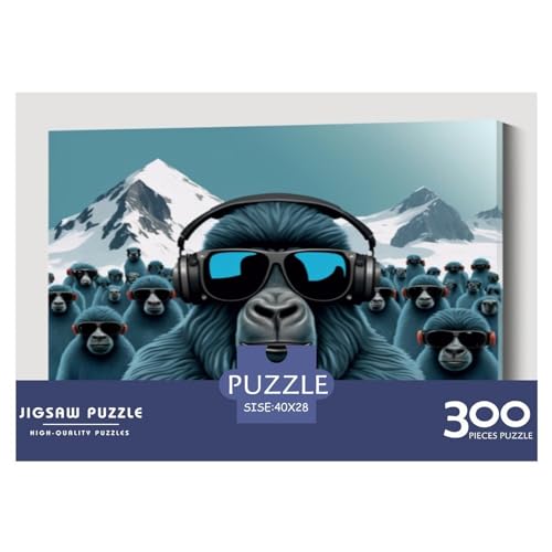 Puzzles für Erwachsene, 300 Teile, DJ Gorilla, kreative Holzpuzzles, praktisches Spiel, Familiendekoration, 300 Teile (40 x 28 cm) von WKMoney