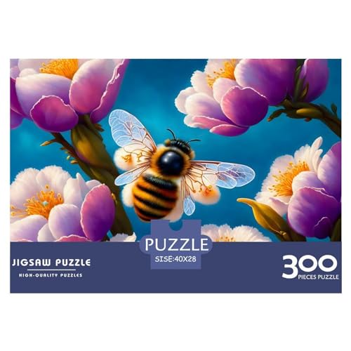 Puzzles für Erwachsene, 300 Teile, Klassische Biene auf Blumen, Holzpuzzle, entspannendes Puzzlespiel, Denksportaufgaben, 300 Teile (40 x 28 cm) von WKMoney