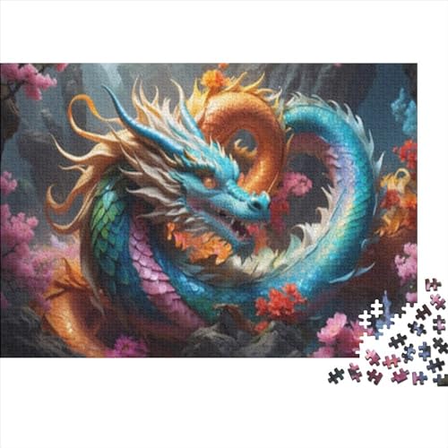 Puzzles für Erwachsene, 500 Teile, klassisches chinesisches Drachen-Holzpuzzle, entspannendes Puzzlespiel, Denksportaufgaben, 500 Teile (52 x 38 cm) von WKMoney