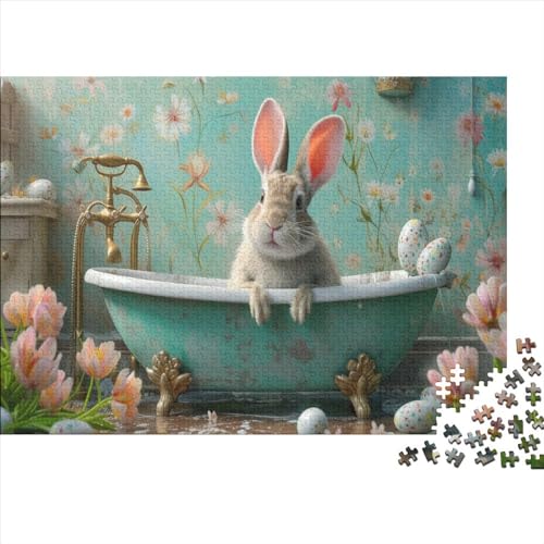 Tier-Kaninchen-Puzzle für Erwachsene, 1000 Teile, klassisches Puzzle, Holzpuzzle, Wandkunst, einzigartiges Spielzeug, Geschenk, 1000 Stück (75 x 50 cm) von WKMoney