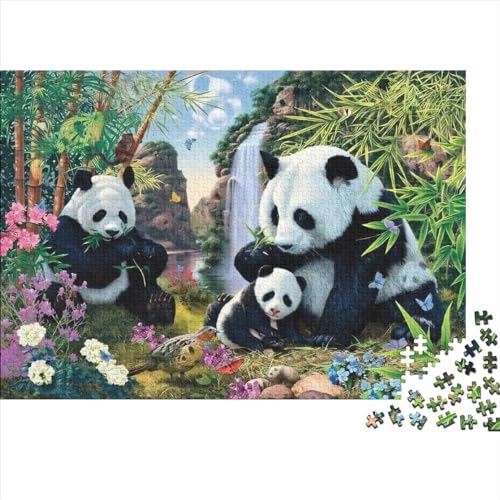 Tier-Panda-Puzzle, 500 Teile, kreatives rechteckiges großes Familienpuzzlespiel, Kunstwerk für Erwachsene, Teenager, 500 Teile (52 x 38 cm) von WKMoney