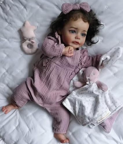 WKYUWS Realistische Reborn Baby Puppen Silikon Vinyl Ganzkörper Mädchen 22 Zoll Lebensechte Babypuppen, die wie das echte Leben Aussehen Neugeborenes Baby Puppe von WKYUWS