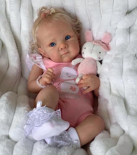 WKYUWS Reborn Baby 18 Inch 45cm Rebornpuppen Weiches Vinyl Silikon Leben Wie Reborn Baby Puppe Langes Haar Neugeborenen Puppen Mädchen Doll Wirklichkeit Kind Spielzeug von WKYUWS