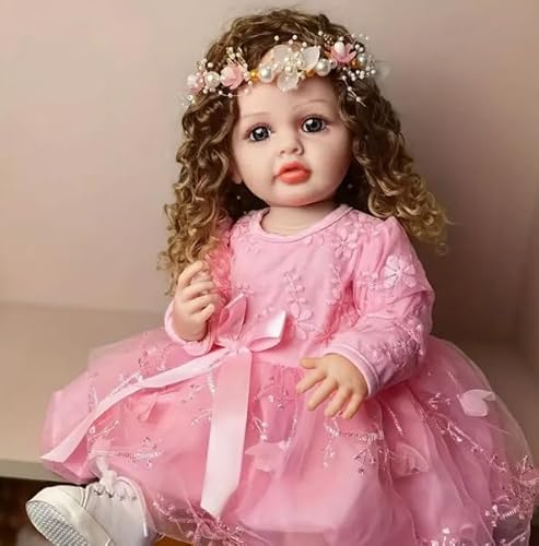 WKYUWS Reborn Baby Vollsilikon Lebensecht 22 Inch Baby Puppen Wie Echt Realistisch Newborn Babys Puppe Echte Babypuppe von WKYUWS