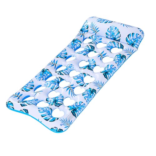 WKabnkn Aufblasbares Wasser Schwimmendes Bett Für Erwachsene Extra Dicke PVC Blatt Design Pool Matte Aufblasbare Wasser Hängematte Schnell Aufblasen Pool Schwimmer von WKabnkn