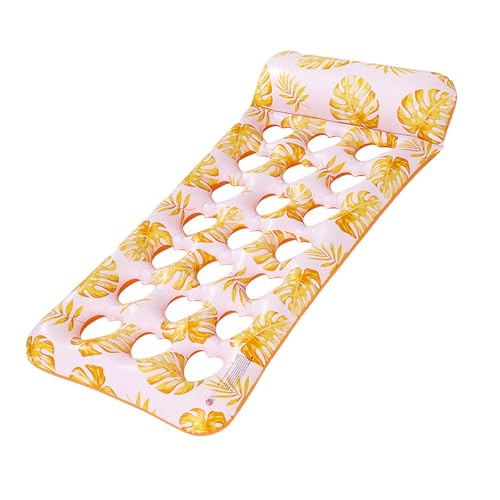 WKabnkn Aufblasbares Wasser Schwimmendes Bett Für Erwachsene Extra Dicke PVC Blatt Design Pool Matte Aufblasbare Wasser Hängematte Schnell Aufblasen Pool Schwimmer von WKabnkn