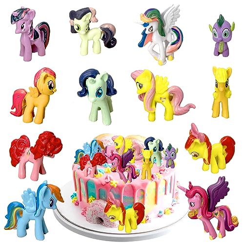 Rainbow Dash Figuren, Rainbow Dash Kuchendeko, 12 Stück Rainbow Dash Tortendeko Set, Süßes Cartoon Rainbow Dash Spielzeug Kinder Mädchen Geburtstag Kuchen Dekorationen von WKxinxuan