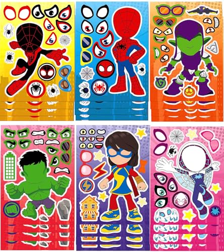 WKxinxuan 24pcs Superhelden Aufkleber Sticker DIY Anime Sticker Spider Aufkleber Anime Spinnen Aufkleber Geschenkset für Kinder Goodie Bag Füllungen von WKxinxuan