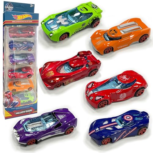 WKxinxuan Avengers Auto Spielzeug, Mavel Cars Spielzeug, 6PCS Superhero Cars Auto, Hot Spielzeugauto, Spielzeug Auto, Kleine Autos, Kinder Auto Spielzeug, Mini Auto, für Kinder Spielzeug Geschenk von WKxinxuan