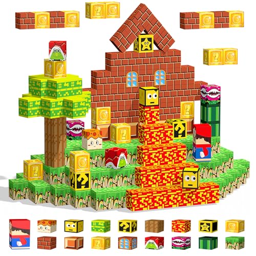 WKxinxuan Magnetische Bausteine, 100 Stück Magnetbausteine Spielzeug, Magnet Bausteine Magnetic Building Blocks Magnetische Bauwelt Magnet Bausteine Spielzeug ab 3 4 5 6 7 8 9 Geschenke für Kinder von WKxinxuan