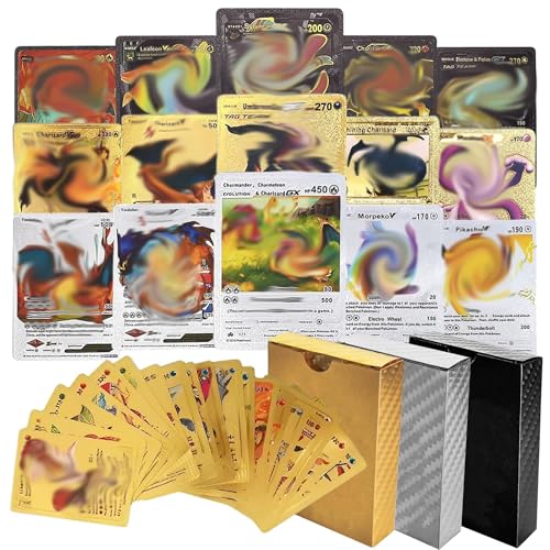 Deutsch Vmax Karten, 165 Stück GX Rare Golden Sammelkarten, Metall Vergoldete Karten, Kinder zum Sammeln von Karten Für Geburtstagsgeschenk von WLHLFL