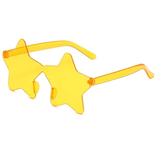 Partybrille 20 Stück rahmenlose, sternförmige, einfarbige Brillengläser for Brillen, coole Disco-Brillen for Damen und Herren, modische Pentagramm-Sonnenbrille FüR Junggesellinnenabschiede(Yellow) von WLIHDB