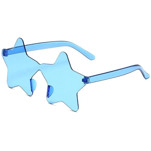 Partybrille 20 Stück rahmenlose, sternförmige, einfarbige Brillengläser for Brillen, coole Disco-Brillen for Damen und Herren, modische Pentagramm-Sonnenbrille FüR Junggesellinnenabschiede(Blue) von WLIHDB
