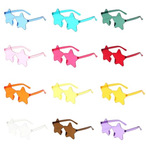 Partybrille 20 Stück rahmenlose, sternförmige, einfarbige Brillengläser for Brillen, coole Disco-Brillen for Damen und Herren, modische Pentagramm-Sonnenbrille FüR Junggesellinnenabschiede(Brown) von WLIHDB