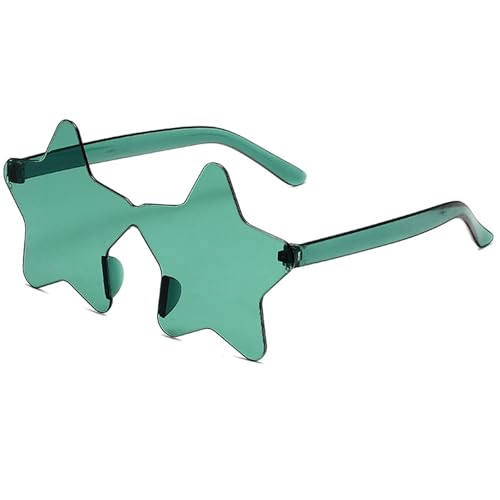 Partybrille 20 Stück rahmenlose, sternförmige, einfarbige Brillengläser for Brillen, coole Disco-Brillen for Damen und Herren, modische Pentagramm-Sonnenbrille FüR Junggesellinnenabschiede(Green) von WLIHDB