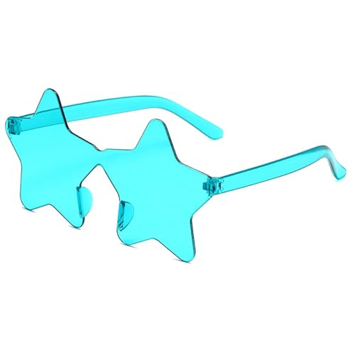 Partybrille 20 Stück rahmenlose, sternförmige, einfarbige Brillengläser for Brillen, coole Disco-Brillen for Damen und Herren, modische Pentagramm-Sonnenbrille FüR Junggesellinnenabschiede(Sky blue) von WLIHDB