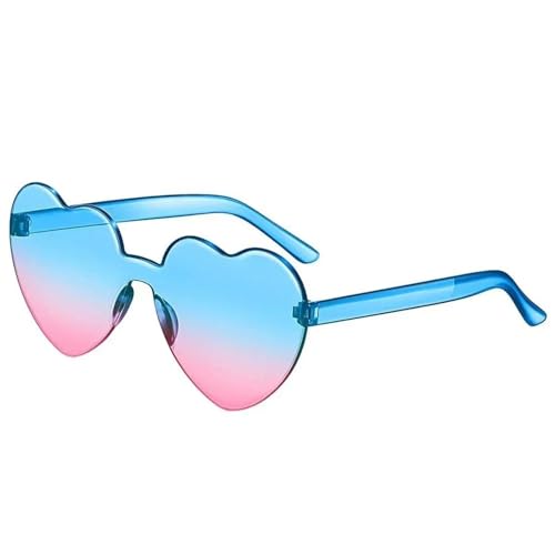 Partybrille 20 stücke Liebe Herzform Sonnenbrille Frauen Party Mädchen Randlose Rahmenlinse Bunte Gradienten Sonnenbrille Weiblich FüR Junggesellinnenabschiede(Blue pink) von WLIHDB