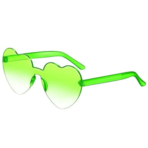 Partybrille 20 stücke Liebe Herzform Sonnenbrille Frauen Party Mädchen Randlose Rahmenlinse Bunte Gradienten Sonnenbrille Weiblich FüR Junggesellinnenabschiede(Green) von WLIHDB