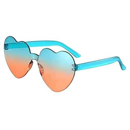Partybrille 20 stücke Liebe Herzform Sonnenbrille Frauen Party Mädchen Randlose Rahmenlinse Bunte Gradienten Sonnenbrille Weiblich FüR Junggesellinnenabschiede(Lake blue red) von WLIHDB