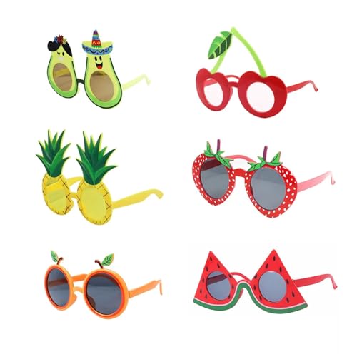 WLIHDB Partybrille 18 Stück lustige Partybrillen, neuartige Partybrillen-Masken in Form tropischer Blumen und Früchte, lustige Fotoautomaten-Requisiten for den Sommer FüR Junggesellinnenabschiede von WLIHDB