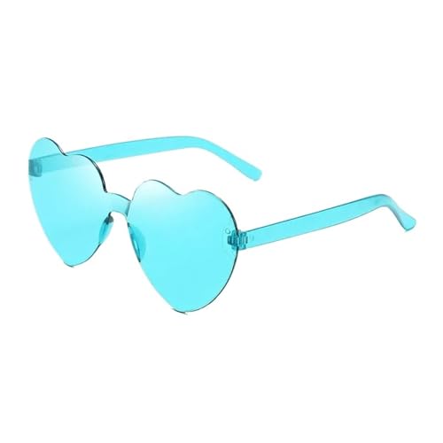 WLIHDB Partybrille 20 Stück herzförmige Sonnenbrillen for Damen, rahmenlose, herzförmige Einteilerbrille in Jelly-Farbe, schillernde Farbbrille FüR Junggesellinnenabschiede(Blue) von WLIHDB