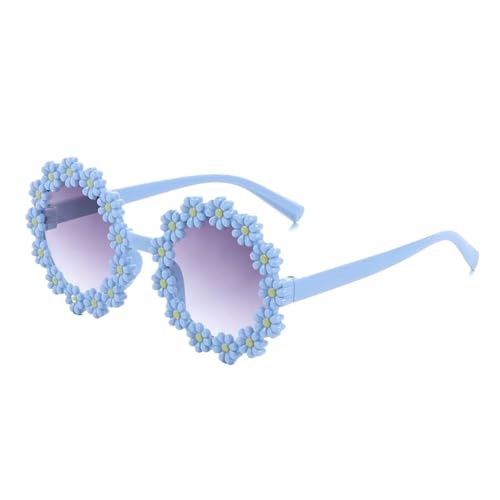 WLIHDB Partybrille 20 Stück runde Blumen-Sonnenbrillen for Kinder, süße Gänseblümchen-Sonnenbrillen, Sonnenschutz im Freien, lustige Party-Brillen FüR Junggesellinnenabschiede(Blue) von WLIHDB