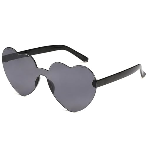 WLIHDB Partybrille 20 stücke Liebe Herz Form Sonnenbrille Frauen Randlose Rahmen Farbton Klare Linse Bunte Sonnenbrille FüR Junggesellinnenabschiede(Black grey) von WLIHDB