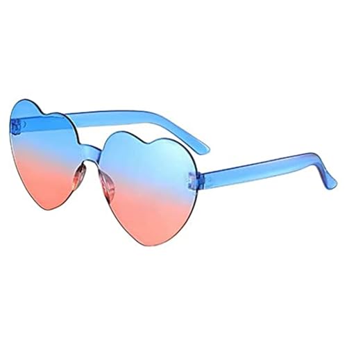 WLIHDB Partybrille 20 stücke Liebe Herz Form Sonnenbrille Frauen Randlose Rahmen Farbton Klare Linse Bunte Sonnenbrille FüR Junggesellinnenabschiede(Blue orange) von WLIHDB
