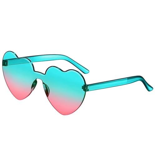 WLIHDB Partybrille 20 stücke Liebe Herz Form Sonnenbrille Frauen Randlose Rahmen Farbton Klare Linse Bunte Sonnenbrille FüR Junggesellinnenabschiede(Lake blue pink) von WLIHDB