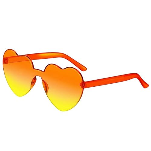 WLIHDB Partybrille 20 stücke Liebe Herz Form Sonnenbrille Frauen Randlose Rahmen Farbton Klare Linse Bunte Sonnenbrille FüR Junggesellinnenabschiede(Orange) von WLIHDB