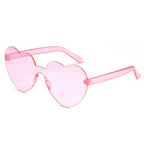 WLIHDB Partybrille 20 stücke Liebe Herz Form Sonnenbrille Frauen Randlose Rahmen Farbton Klare Linse Bunte Sonnenbrille FüR Junggesellinnenabschiede(Pink) von WLIHDB