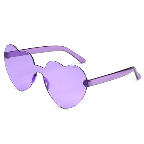 WLIHDB Partybrille 20 stücke Liebe Herz Form Sonnenbrille Frauen Randlose Rahmen Farbton Klare Linse Bunte Sonnenbrille FüR Junggesellinnenabschiede(Purple) von WLIHDB