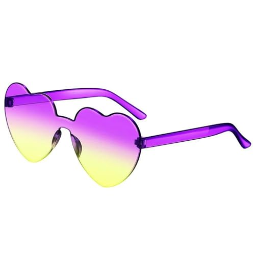 WLIHDB Partybrille 20 stücke Liebe Herz Form Sonnenbrille Frauen Randlose Rahmen Farbton Klare Linse Bunte Sonnenbrille FüR Junggesellinnenabschiede(Purple yellow) von WLIHDB