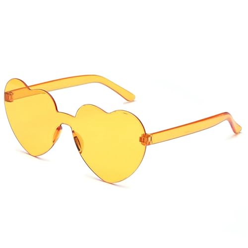 WLIHDB Partybrille 20 stücke Liebe Herz Form Sonnenbrille Frauen Randlose Rahmen Farbton Klare Linse Bunte Sonnenbrille FüR Junggesellinnenabschiede(Yellow) von WLIHDB