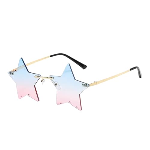 WLIHDB Partybrille 20 stücke Sternform Sonnenbrille Lustige Pentagramm Brillen Brillen Weihnachtsdekoration Party Brille Randlose Sonnenbrille FüR Junggesellinnenabschiede(Blue Pink) von WLIHDB