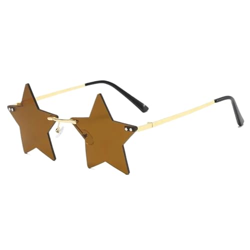 WLIHDB Partybrille 20 stücke Sternform Sonnenbrille Lustige Pentagramm Brillen Brillen Weihnachtsdekoration Party Brille Randlose Sonnenbrille FüR Junggesellinnenabschiede(Brown) von WLIHDB