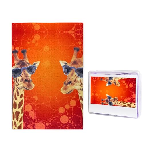 1000-teiliges Puzzle für Erwachsene, herausfordernde Holzpuzzles, individuelle Giraffe mit Sonnenbrille, Bilderpuzzle für Spielabende, Familien-Holzpuzzles, fertige Größe 74,9 x 50 cm 1000-teiliges Puzzle für Erwachsene, herausfordernde Holzpuzzles, individuelle Giraffe mit Sonnenbrille, Bilderpuzzle für Spielabende, Familien-Holzpuzzles, fertige Größe 74,9 x 50 cm von WLKSNBVD