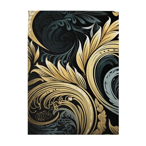 500-teiliges Puzzle für Erwachsene, herausforderndes Holzpuzzle, individuell, dunkelgoldenes und beigefarbenes Muster, Bilderpuzzle für Spielabende, Familie, Holzpuzzle, fertige Größe 51,8 x 38,1 cm von WLKSNBVD